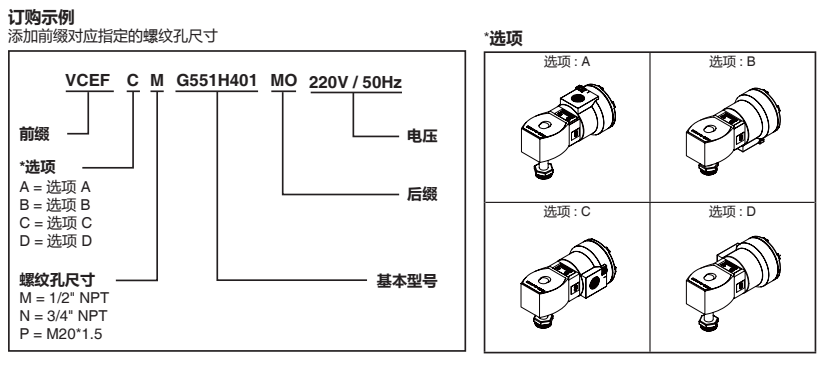 ASCO电磁阀VCEF订购示例