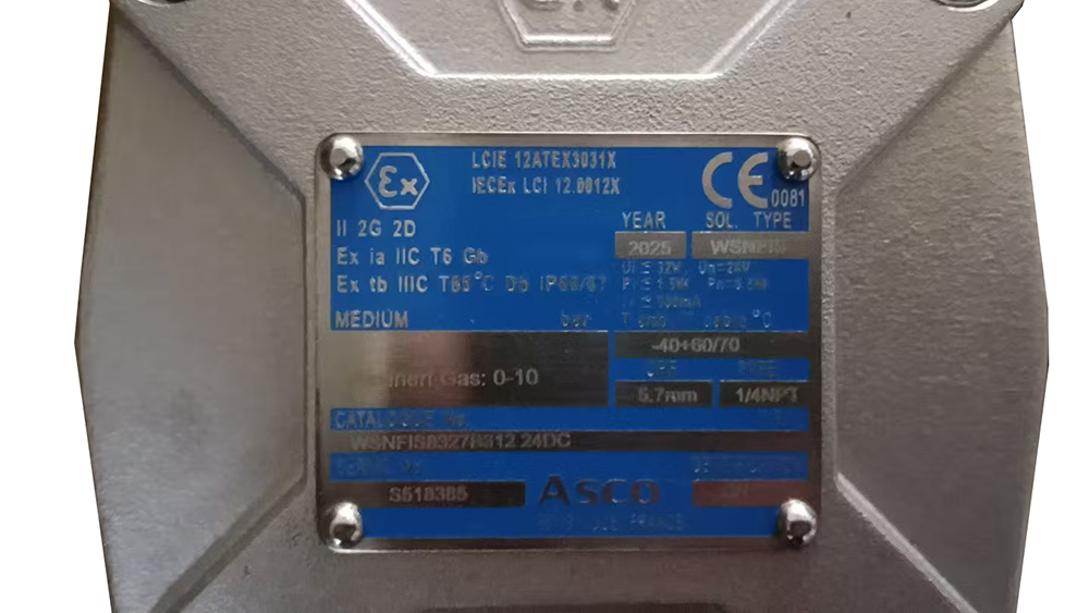 ASCO不锈钢本安隔爆电磁阀WSNFIS8327B312