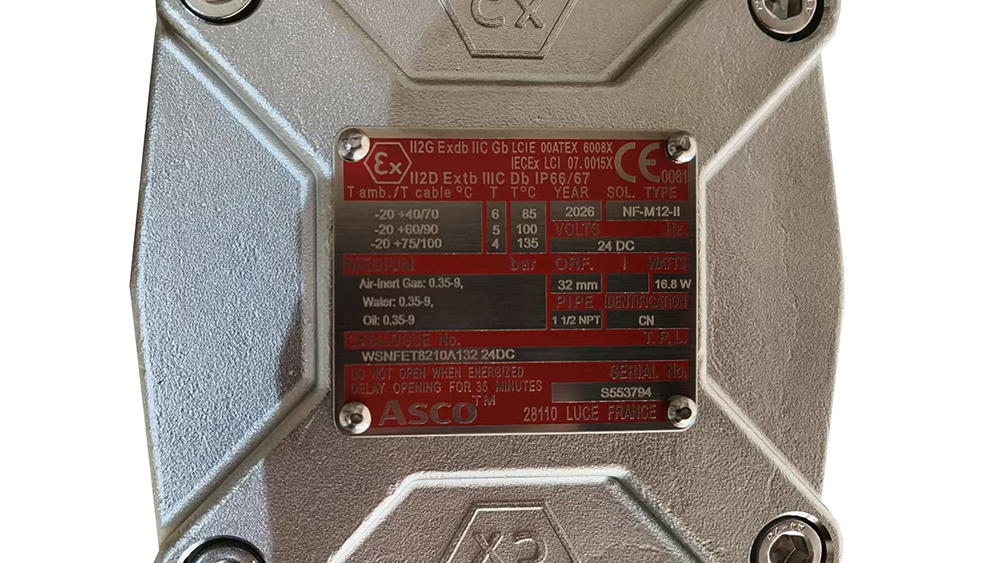 ASCO常开型防爆电磁阀WSNFET8210A132 ASCO常开型防爆电磁阀WSNFET8210A132
