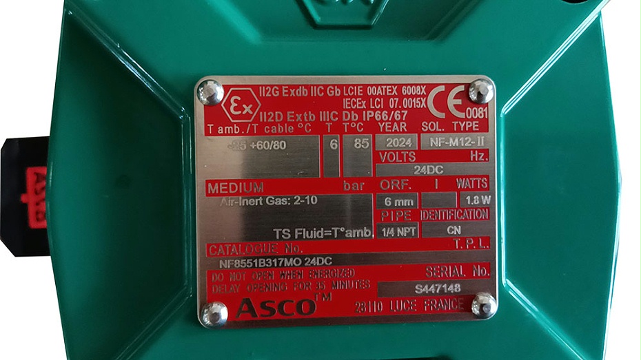 ASCO低功耗隔爆电磁阀NF8551B317MO.3