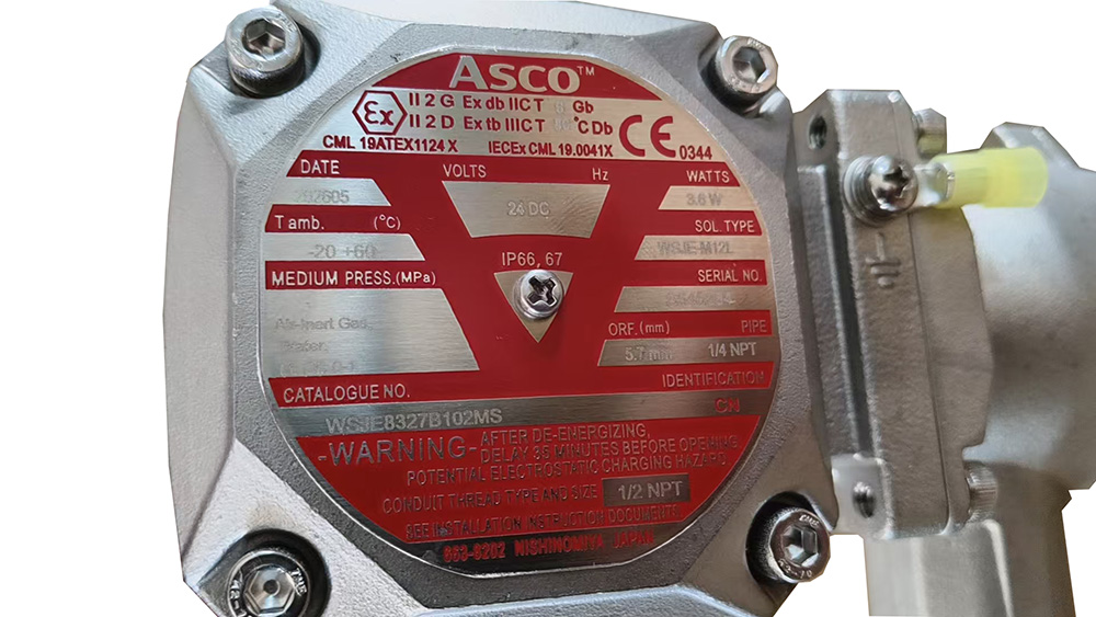 ASCO双隔室防爆电磁阀WSJE8327B102MS ASCO双隔室防爆电磁阀WSJE8327B102MS