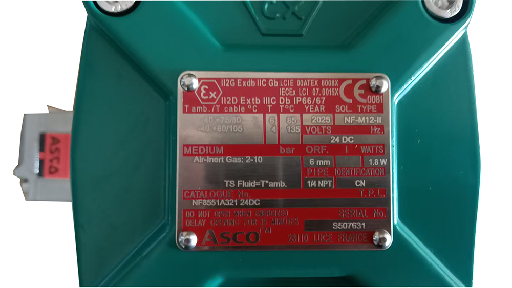 ASCO隔爆电磁阀NF8551A321 ASCO隔爆电磁阀NF8551A321