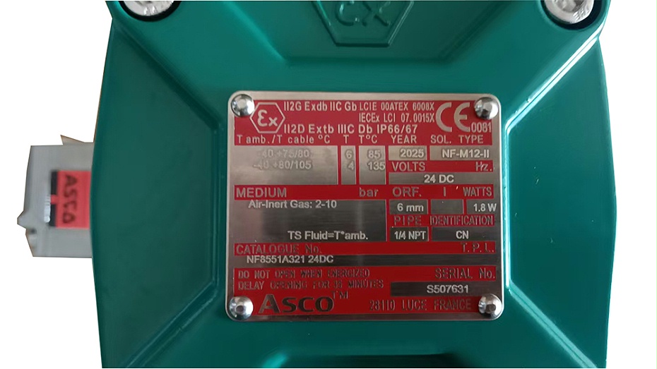 ASCO隔爆电磁阀NF8551A321.2 ASCO隔爆电磁阀NF8551A321.2