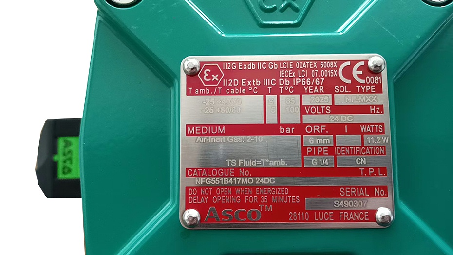 ASCO隔爆二位五通电磁阀NFG551B417MO.4